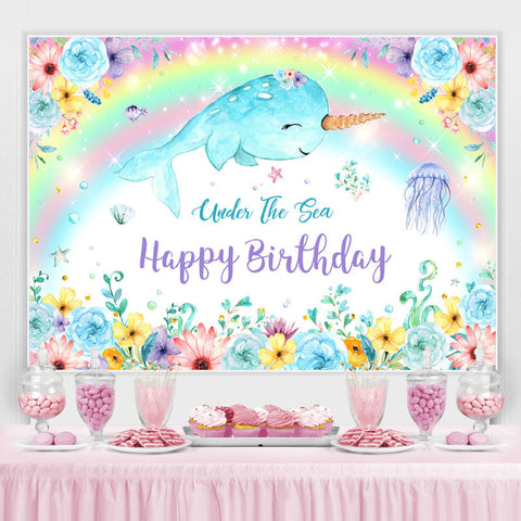 Sous la toile de fond de joyeux anniversaire de la mer pour la fête des filles Sous la toile de fond de joyeux anniversaire de la mer pour la fête des filles
