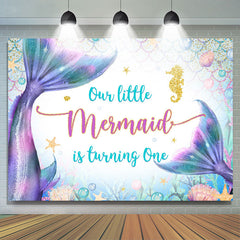 Undersea World Sirène Sea Horse 1er anniversaire Toile de fond