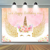 Licorne Fleur Rose Joyeux Anniversaire Toile De Fond Pour Fille
