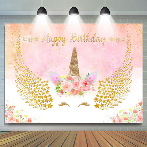 Licorne Fleur Rose Joyeux Anniversaire Toile De Fond Pour Fille Licorne Fleur Rose Joyeux Anniversaire Toile De Fond Pour Fille