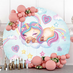 Toile De Fond Cercle Licorne Étoile Et Amour Baby Shower
