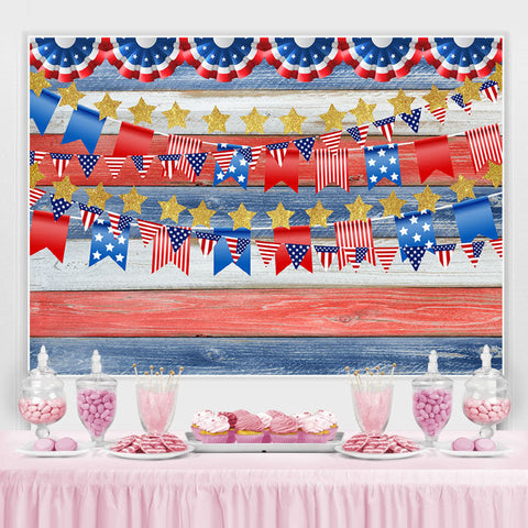 Drapeau des États-Unis avec toile de fond en bois sur le thème de l'étoile d'or Drapeau des États-Unis avec toile de fond en bois sur le thème de l'étoile d'or