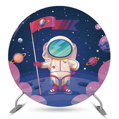 Univers Planète Spaceman Lune Rond Anniversaire Toile de Fond