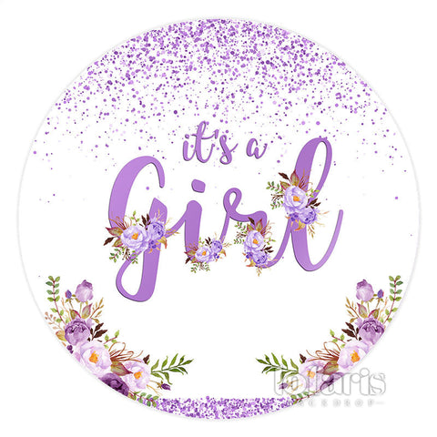 Fond De Fête De Bébé Cercle De Fleurs Et De Points Violets Fond De Fête De Bébé Cercle De Fleurs Et De Points Violets