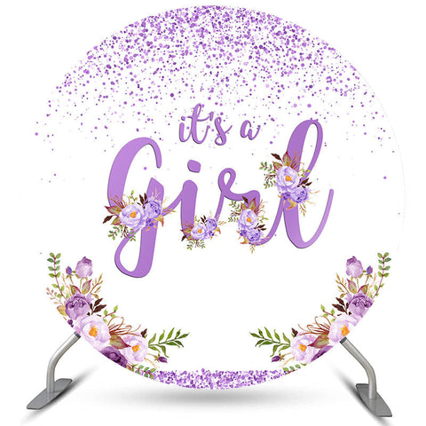 Fond De Fête De Bébé Cercle De Fleurs Et De Points Violets Fond De Fête De Bébé Cercle De Fleurs Et De Points Violets