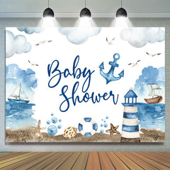 Toile de fond de douche de bébé phare de bateau à voile aquarelle