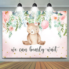 We Can Bearly Wait Toile de fond de douche de bébé floral rose