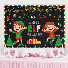 Quel elfe sera le bébé Toile de fond de douche de bébé de Noël