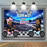 Qu'est-ce que bébé sera en toile de fond de douche de bébé de voiture de course