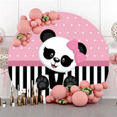 Fond De Fête De Bébé Rose Rond Panda Blanc Et Noir