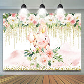 Toile de fond de douche de bébé cochon mignon floral blanc et rose