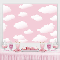 Toile de fond de fête de douche de bébé simple ciel rose nuage blanc