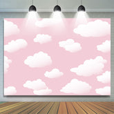 Toile de fond de fête de douche de bébé simple ciel rose nuage blanc