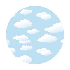 Toile de fond ronde bleue de joyeux anniversaire de nuages blancs pour le garçon