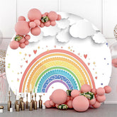 Nuages Blancs Avec Toile De Fond D'anniversaire Rainbow Circlr