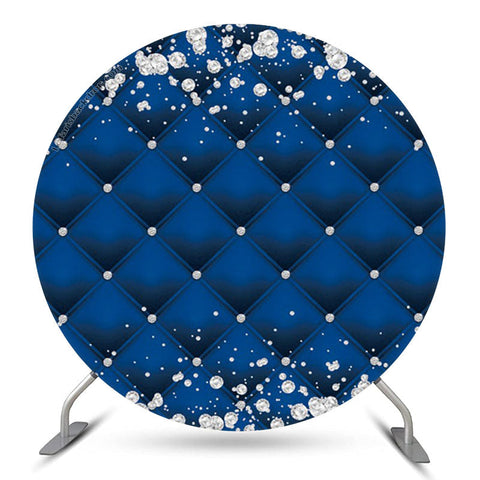 Fond rond de fête d'anniversaire de texture bleue de diamant blanc Fond rond de fête d'anniversaire de texture bleue de diamant blanc