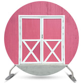 Porte Blanche Et Toile De Fond De Décoration De Mariage Ronde En Bois Rose