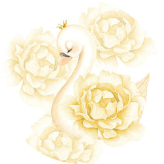 Toile de fond ronde blanche florale et cygne pour fête prénatale