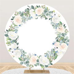 Fleur Blanche Feuilles Joyeux Anniversaire Cercle Toile De Fond