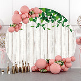 Toile de fond ronde joyeux anniversaire thème bois rayé blanc