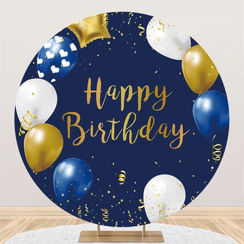 Ballons Blancs Jaunes Bleu Marine Joyeux Anniversaire Toile De Fond Ronde Ballons Blancs Jaunes Bleu Marine Joyeux Anniversaire Toile De Fond Ronde