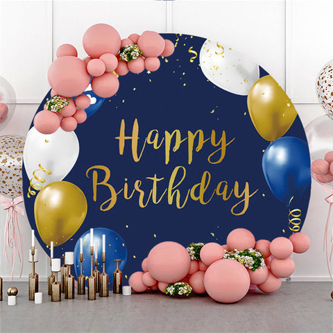 Ballons Blancs Jaunes Bleu Marine Joyeux Anniversaire Toile De Fond Ronde Ballons Blancs Jaunes Bleu Marine Joyeux Anniversaire Toile De Fond Ronde