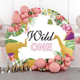 Toile de fond ronde Wild One Birthday Safari pour enfants