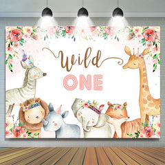 Toile de fond d'anniversaire Wild One Red Roses et bébés animaux