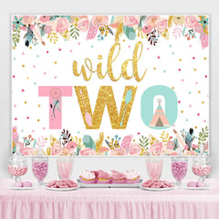 Toile de fond d'anniversaire floral rose sauvage deux or pour fille