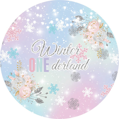 Winter One Derland coloré rond 1er anniversaire toile de fond Winter One Derland coloré rond 1er anniversaire toile de fond