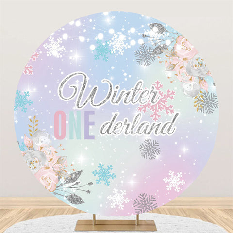 Winter One Derland coloré rond 1er anniversaire toile de fond Winter One Derland coloré rond 1er anniversaire toile de fond