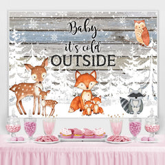 Arbres d'hiver et toile de fond de douche de bébé de petits animaux