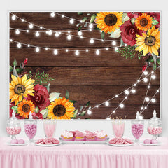 Toile de fond de douche de bébé en bois et tournesols pour fille