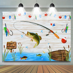 Toile de fond de fête d'anniversaire de pêche de rivière de bateau en bois