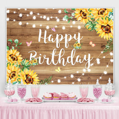 Toile de fond joyeux anniversaire tournesol papillon en bois