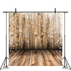 Toile de fond de fête d'anniversaire simple de paillettes blanches de plancher en bois