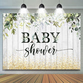 Toile de fond en bois Wihite et Golden Boken Baby Shower