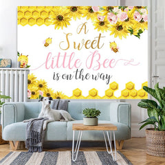 Toile de fond de douche de bébé thème abeille fleurs jaunes et roses