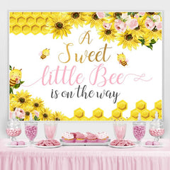 Toile de fond de douche de bébé thème abeille fleurs jaunes et roses