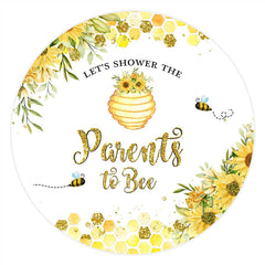 Toile de fond de fête de naissance florale jaune avec petite abeille à paillettes