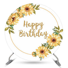 Toile de fond ronde Boho blanc floral jaune pour anniversaire