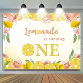 Fond de photo premier anniversaire fleurs jaune citron rose