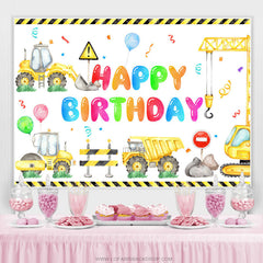 Camion Jaune Et Ballons Garçons Joyeux Anniversaire Toile De Fond