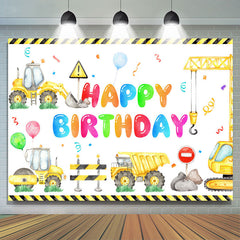 Camion Jaune Et Ballons Garçons Joyeux Anniversaire Toile De Fond