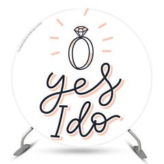 OUI JE FAIS Couverture de toile de fond ronde de mariage simple blanc