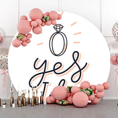 OUI JE FAIS Couverture de toile de fond ronde de mariage simple blanc