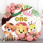 Jeunes animaux de safari sauvages, décors ronds pour un anniversaire