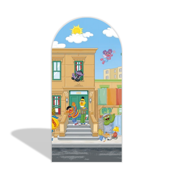 Toile de fond pour arche Joyeux Anniversaire thème 1, rue Sésame