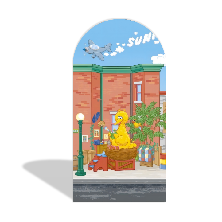 Toile de fond pour arche Joyeux Anniversaire thème 1, rue Sésame