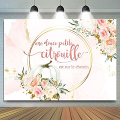 Rose et doré floral citrouille bébé douche Toile de fond